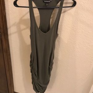 Express green ruched racerback dress